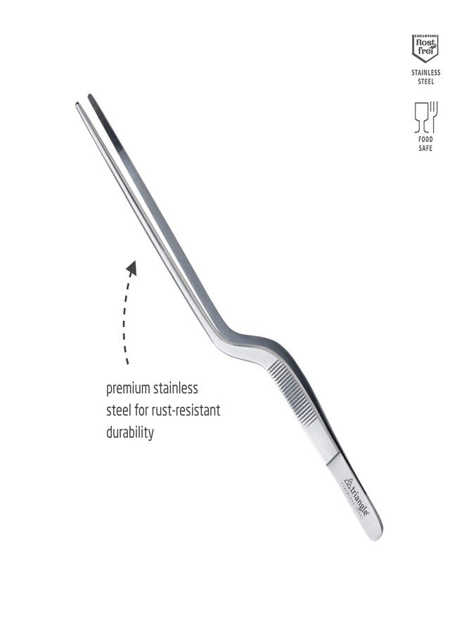 تريانجل ملقط مثلث مزدوج الانحناء - 14 سم (5.5 بوصة) - ملقط طهي من الفولاذ المقاوم للصدأ لتقديم وتزيين الأطباق الفاخرة - آمن للغسل في غسالة الأطباق - Image 3