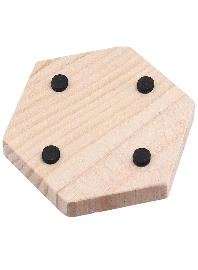 HOIGON 30 PCS Unfinished Wood Coasters, 4 Inch Hexagon Blank Wooden Craft Coaster with Non-Slip Dot Stickers, Wooden Coasters Bulk for Coffee Table, Dining Table, Bar - Image 4