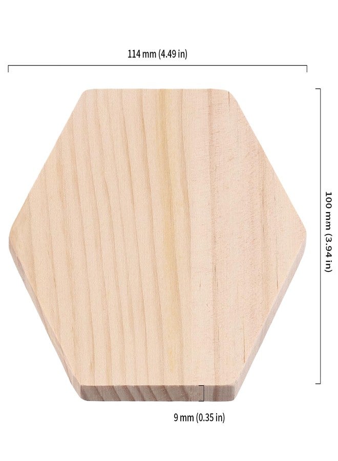 HOIGON 30 PCS Unfinished Wood Coasters, 4 Inch Hexagon Blank Wooden Craft Coaster with Non-Slip Dot Stickers, Wooden Coasters Bulk for Coffee Table, Dining Table, Bar - Image 2