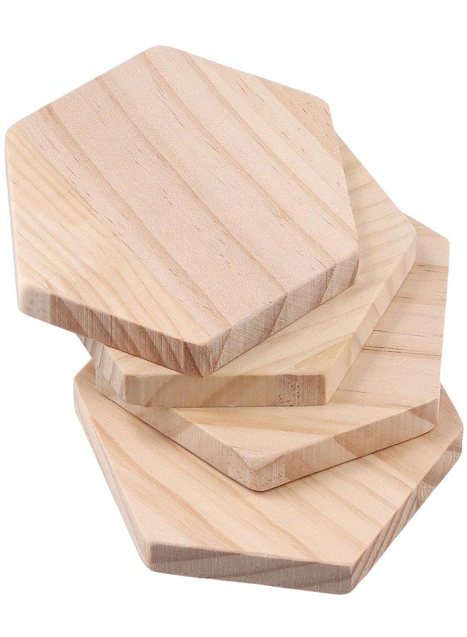 HOIGON 30 PCS Unfinished Wood Coasters, 4 Inch Hexagon Blank Wooden Craft Coaster with Non-Slip Dot Stickers, Wooden Coasters Bulk for Coffee Table, Dining Table, Bar - Image 3