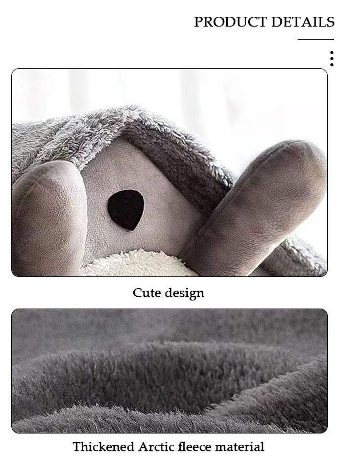 DUNISO Cat Beds for Indoor Cats, Cute Small Cat Cave Bed,  Bear Ear Semi-Enclosed, Foldable Dog Tent Bed with Removable Cushion Pillow, Soft Warm Dog House Be for Kittens Puppy Small Dogs, L-40*35*38CM - Image 3