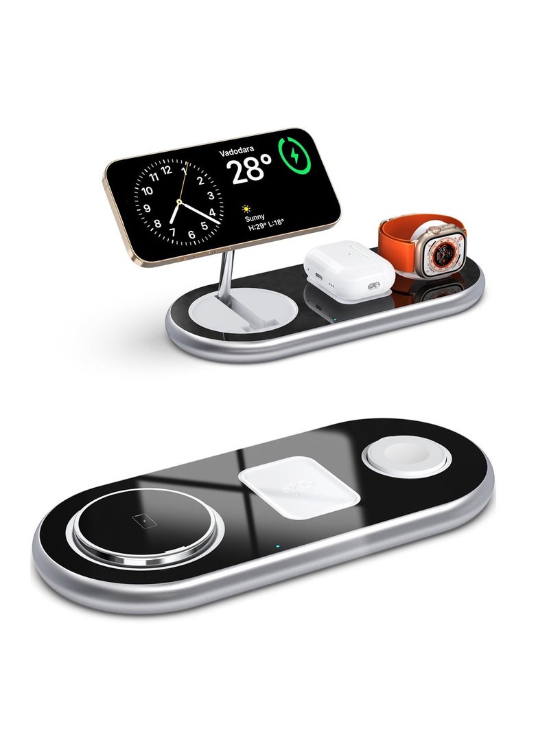 GUDOO 3 in 1 Magnetic Wireless Charger Foldable Fast Mag-Safe Wireless Charging Station for Phone 14 13 12 Pro Max/Pro/Mini/Plus Watch Ultra 8/7/SE/6/5/4/3/2/1 AirPods pro/2/3 Mag-Safe Charger  - Image 1
