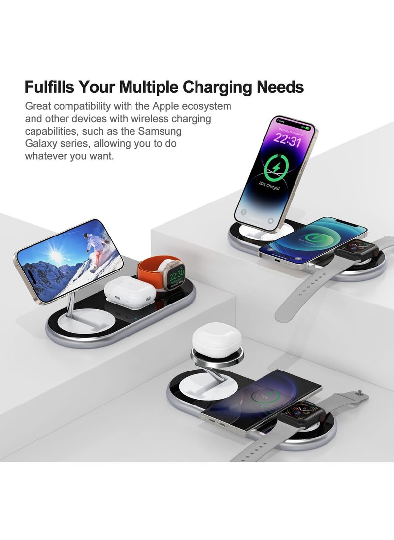 GUDOO 3 in 1 Magnetic Wireless Charger Foldable Fast Mag-Safe Wireless Charging Station for Phone 14 13 12 Pro Max/Pro/Mini/Plus Watch Ultra 8/7/SE/6/5/4/3/2/1 AirPods pro/2/3 Mag-Safe Charger  - Image 4