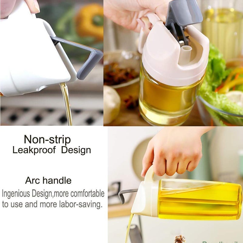 EASY SHOPE Auto Flip Oil Glass Bottle 600ml Leakproof Condiment Container with Automatic Cap and Stopper NonDrip Spout NonSlip Handle for Kitchen Cooking Set of 1 - Image 4