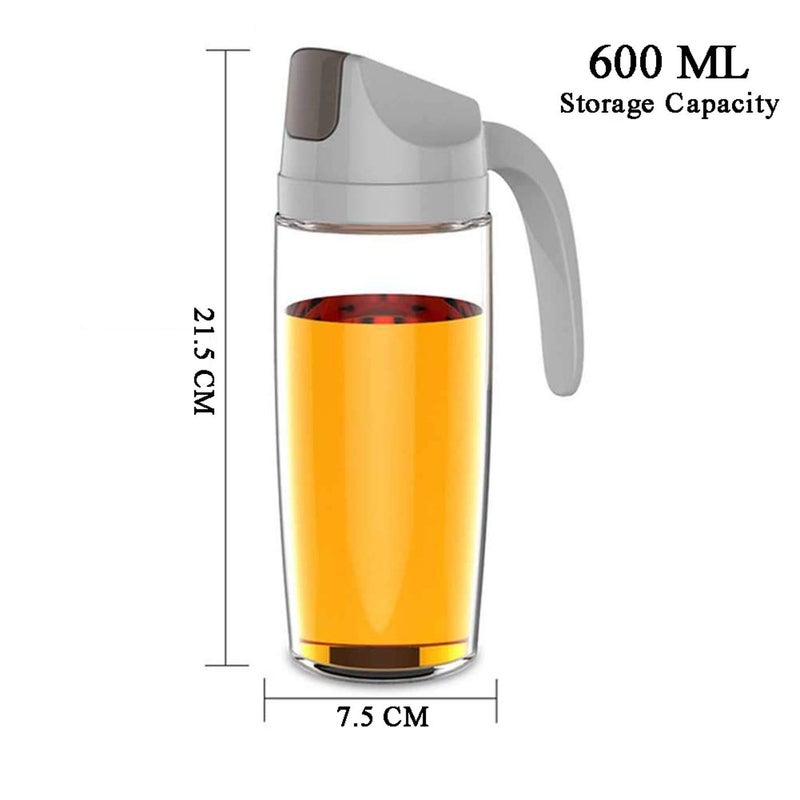 EASY SHOPE Auto Flip Oil Glass Bottle 600ml Leakproof Condiment Container with Automatic Cap and Stopper NonDrip Spout NonSlip Handle for Kitchen Cooking Set of 1 - Image 3