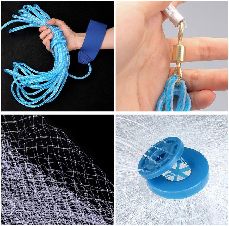 Yeahmart American Saltwater Fishing Cast Net for Bait Trap Fish 3ft/4ft/5ft/6ft/7ft/8ft/9ft/10ft Radius Casting Nets with Heavy Duty Real Zinc Sinker Weights, 3/8inch Mesh Size - Image 5