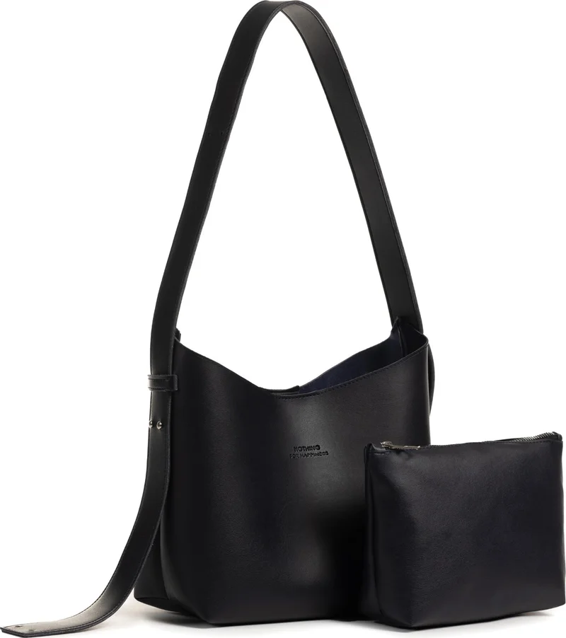 Nothing Women's Leather Snap Makeup Bag 3-Stage Design Adjustable Strap Hand, Shoulder and Crossbody Bag