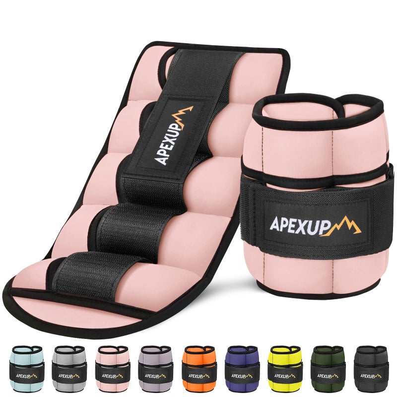 APEXUP 10lbs/Pair Adjustable Ankle Weights for Women and Men, Modularized Leg Weight Straps for Yoga, Walking, Running, Aerobics, Gym, Physical Therapy (Pastel Pink) - Image 1