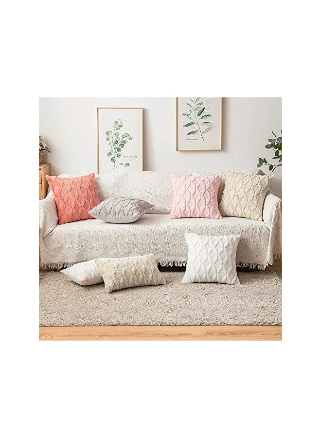 Zaboon Throw Pillow Covers Set Of 2 Decorative Farmhouse Boho Pillow Cases Shells Soft Plush Wool Pillowcases For Couch Bedroom Living Room Sofa Beige 16 X 16 Inch - Image 3