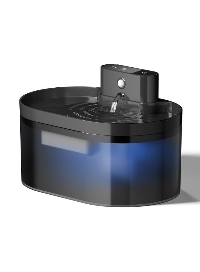 نافورة مياه أوتوماتيكية للحيوانات الأليفة مع مستشعر حركة، نطاق 120 درجة، مسافة اكتشاف 1.5 متر، لون أسود