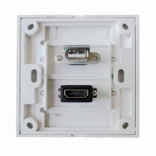 XIKKART HDMI + USB Wall Plate, 2 Port Socket Plug Insert Jack Outlet Panel Mount Support 4K 60Hz HDR 1080P 3D Ethernet Built in High Speed Cable Extension Coupler for Projector & Home Theater - Image 4