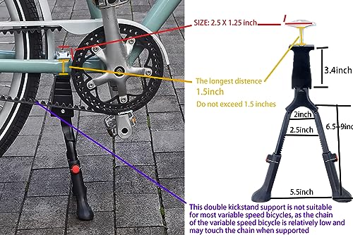 WEEROCK Adjustable Height Bike Kickstand Aluminium Alloy Double Leg Kick stand Fits For 24/26/28 Inch Single Speed Bicycles - Image 3