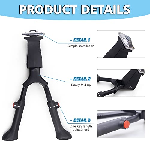 WEEROCK Adjustable Height Bike Kickstand Aluminium Alloy Double Leg Kick stand Fits For 24/26/28 Inch Single Speed Bicycles - Image 5
