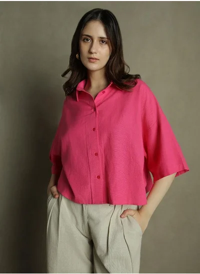Dennis Lingo Relaxed Fit Pink Top – Chic and Comfortable