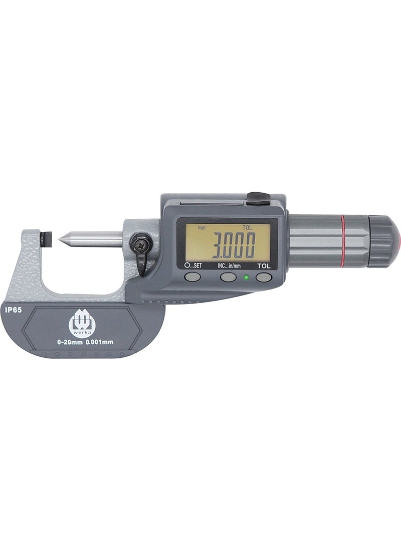 WERKA - 217-6186 0-20MM IP65 Digital Point (For Cable) Outer Diameter Micrometer - Image 1
