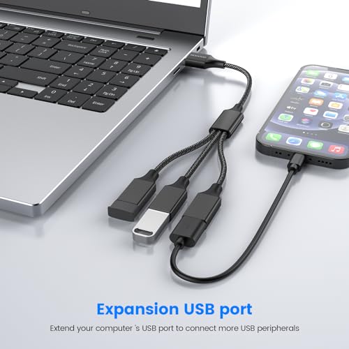 MOGOOD USB 3-Port Expander, 1 Male to 3 Female Extension Cord, Braided & Durable – Fast Data Transfer & Charging Split for Laptop, Car, Keyboard, Mouse, Flash Drive, LED Strip - Image 2