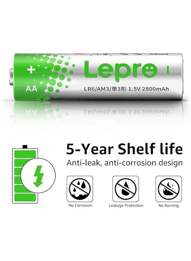 Lepro AA Batteries 24 Pack, 1.5 Volt Alkaline Double AA Battery with High Capacity, Anti-Leakage, Long Lasting Power, 2800mAh LR06 MN1500 Batteries for Clocks Remotes Mouse Torch - Image 4