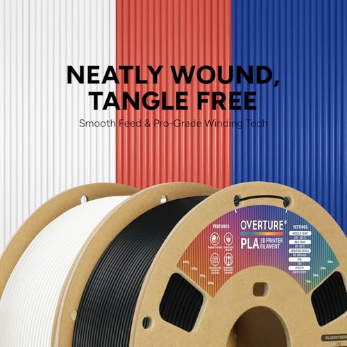 OVERTURE PLA Filament 1.75mm PLA 3D Printer Filament, 2kg Cardboard Spool (4.4lbs), Dimensional Accuracy +/- 0.03mm, Fit Most FDM Printer (Black & White) - Image 2