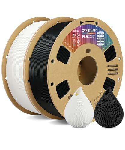 OVERTURE PLA Filament 1.75mm PLA 3D Printer Filament, 2kg Cardboard Spool (4.4lbs), Dimensional Accuracy +/- 0.03mm, Fit Most FDM Printer (Black & White) - Image 1