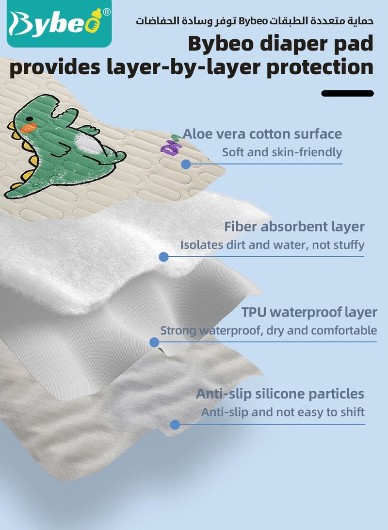 Bybeo 3 Pack Baby Washable Changing Mats, Waterproof Changing Pads, Ultra Soft Crib Mattress Sheets, Highly Absorbent Leakproof Underpads, Pure Cotton Bed Wetting Protector Mat for Newborns & Kids - Image 4