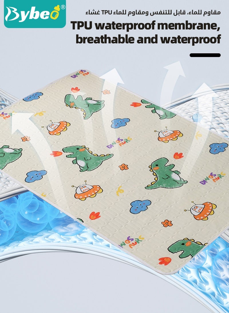 Bybeo 3 Pack Baby Washable Changing Mats, Waterproof Changing Pads, Ultra Soft Crib Mattress Sheets, Highly Absorbent Leakproof Underpads, Pure Cotton Bed Wetting Protector Mat for Newborns & Kids - Image 3