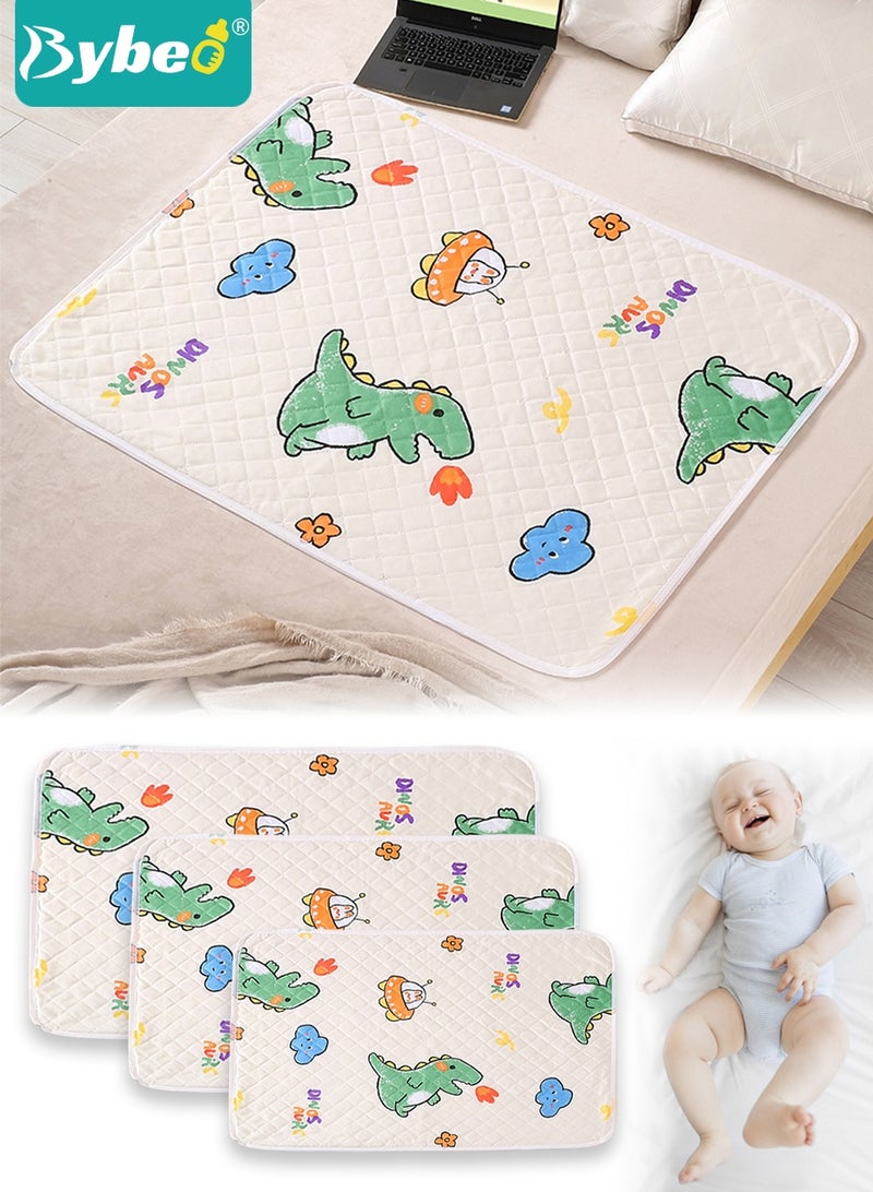 Bybeo 3 Pack Baby Washable Changing Mats, Waterproof Changing Pads, Ultra Soft Crib Mattress Sheets, Highly Absorbent Leakproof Underpads, Pure Cotton Bed Wetting Protector Mat for Newborns & Kids - Image 1