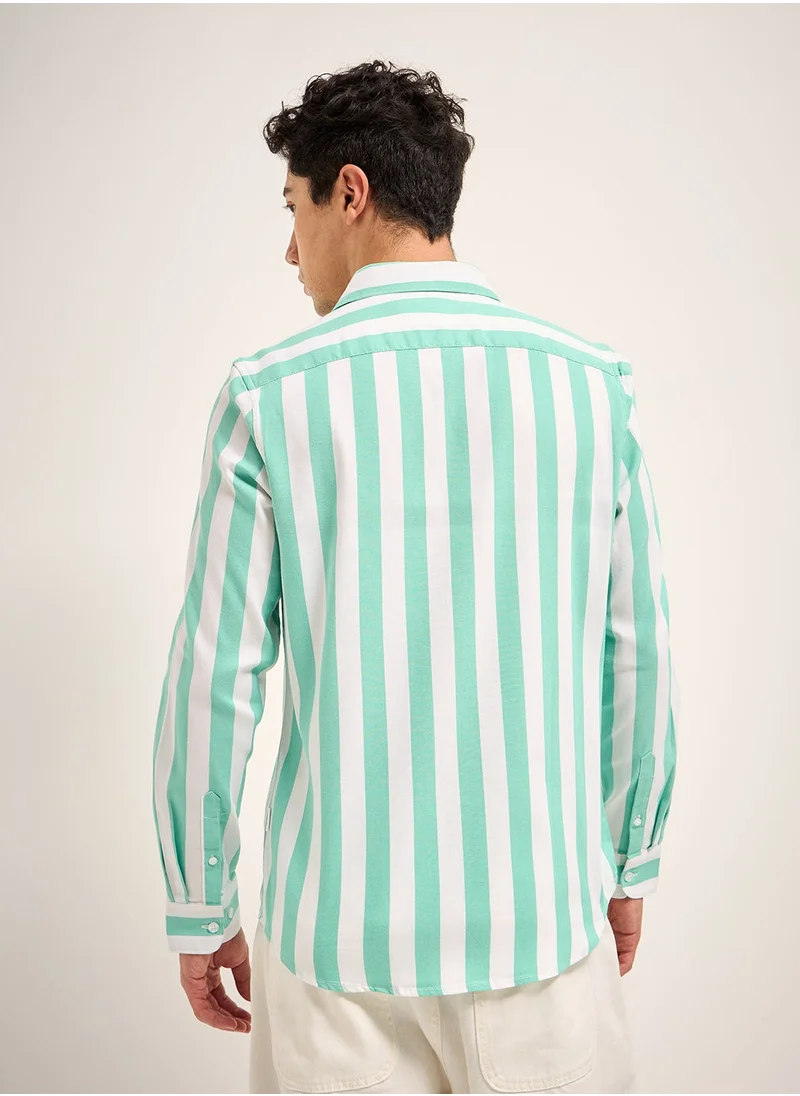THE BEAR HOUSE Cotton Blend Shirt for Men | Slim Fit, Long Sleeve, Casual or Formal Button-Down | Soft, Breathable Fabric for Work, Everyday, & All-Season Wear in Stylish
