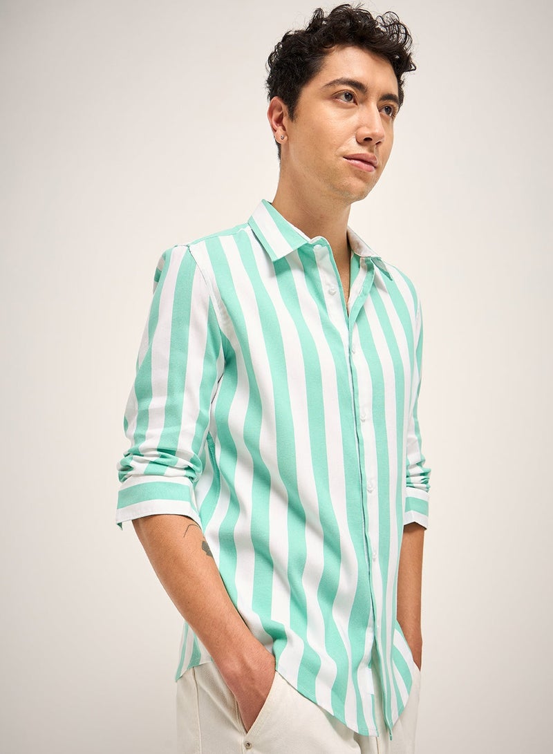 THE BEAR HOUSE Cotton Blend Shirt for Men | Slim Fit, Long Sleeve, Casual or Formal Button-Down | Soft, Breathable Fabric for Work, Everyday, & All-Season Wear in Stylish - Image 3