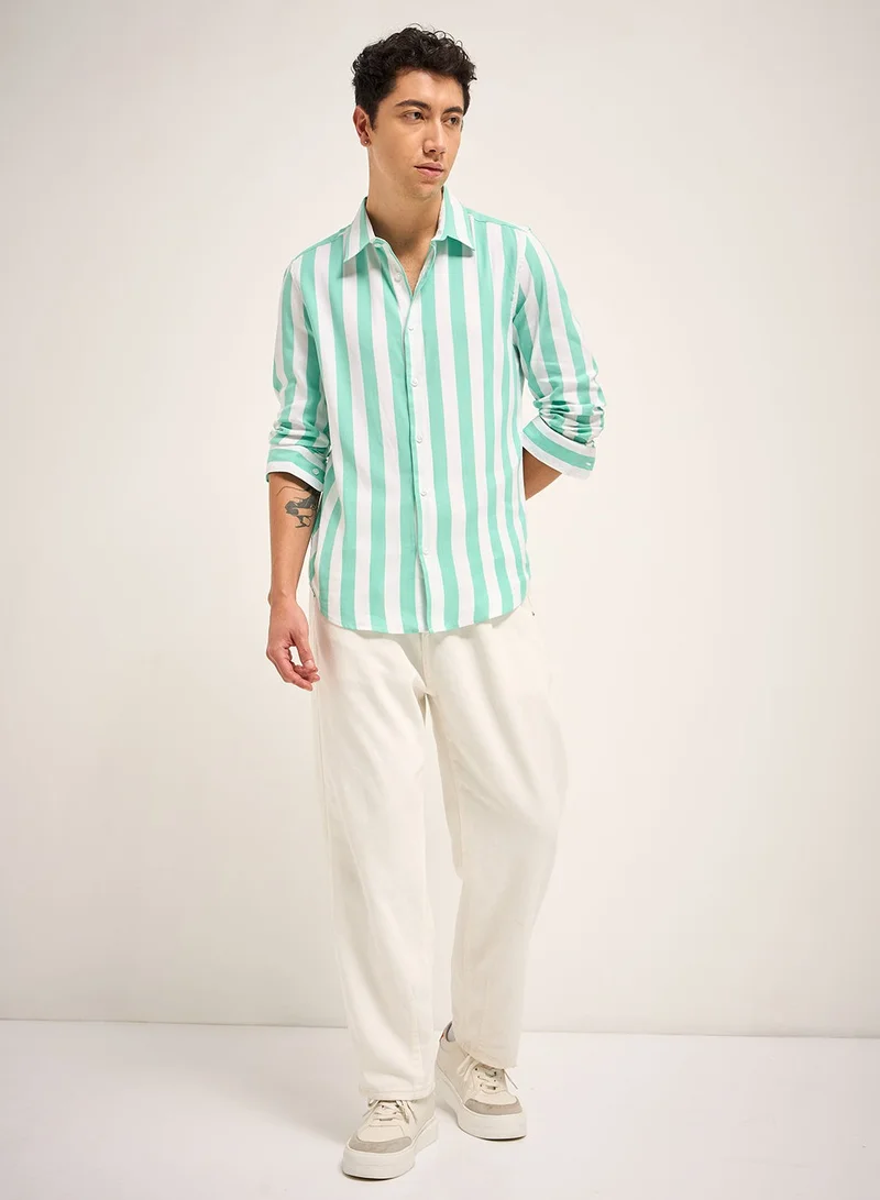 THE BEAR HOUSE Cotton Blend Shirt for Men | Slim Fit, Long Sleeve, Casual or Formal Button-Down | Soft, Breathable Fabric for Work, Everyday, & All-Season Wear in Stylish