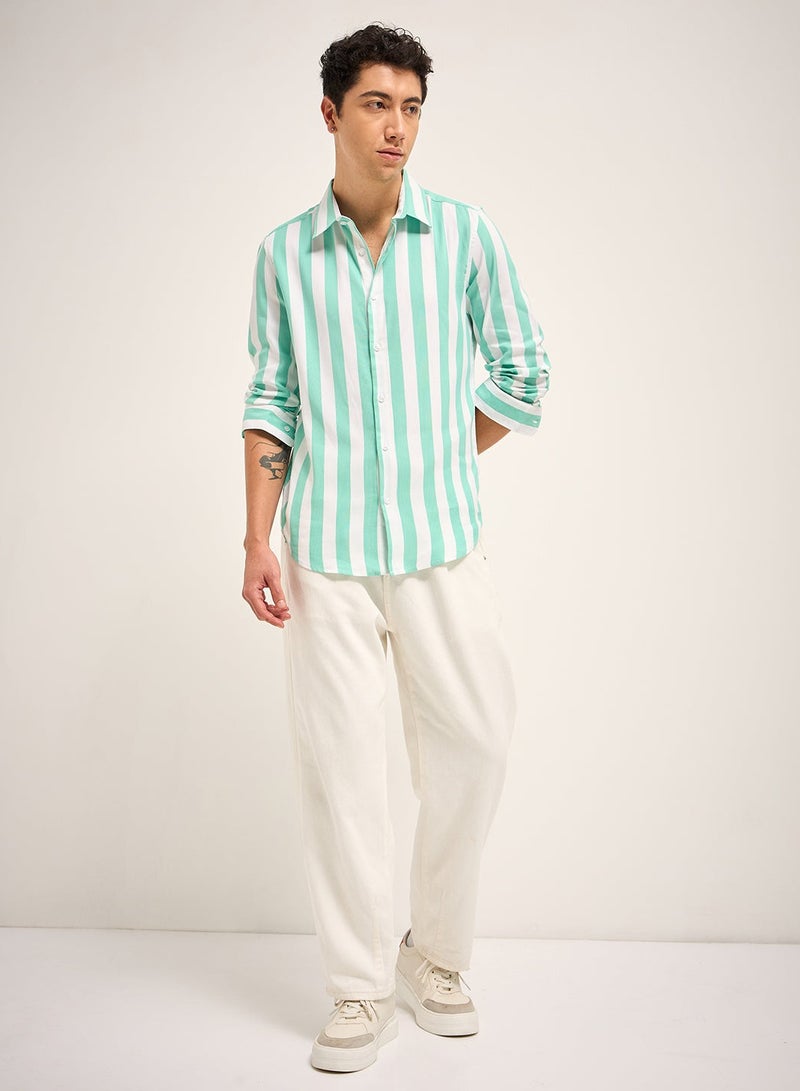 THE BEAR HOUSE Cotton Blend Shirt for Men | Slim Fit, Long Sleeve, Casual or Formal Button-Down | Soft, Breathable Fabric for Work, Everyday, & All-Season Wear in Stylish - Image 5