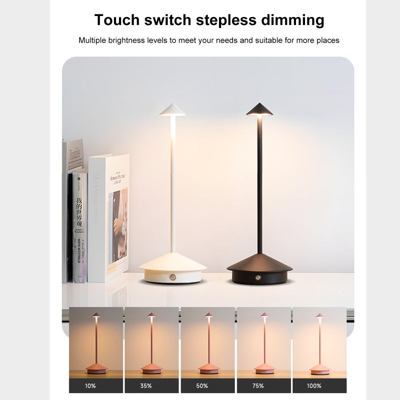 Portable LED Table Lamp: Brown Touch Control Stepless Dimmable Desk Lamp - 3 Color Modes Long Battery Life Rechargeable Nightstand Light for Bedroom Office Coffee Table Restaurant - Image 5
