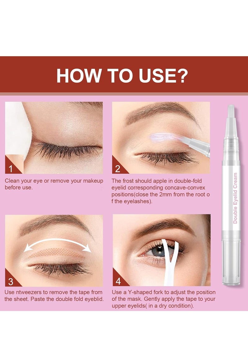 عام 480 قطعة من شرائط رفع الجفن المزدوجة غير المرئية، ملصقات فورية للجفن، أشرطة ألياف ذاتية اللصق للجفون الأحادية غير المستوية ذات القلنسوة، أدوات عين كبيرة مع قضبان شوكة وملاقط - Image 3