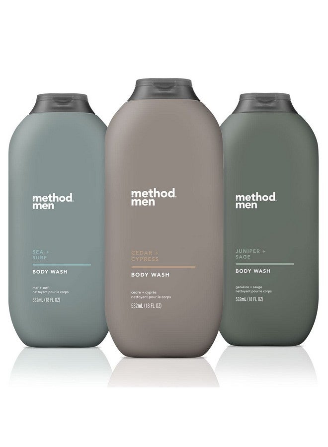 ميثود غسول للجسم من ميثود مين، عبوة من 3 قطع، 18 أونصة لكل عبوة (البحر + الأمواج، الأرز + السرو، العرعر + المريمية) - Image 1