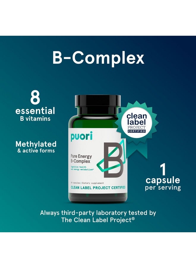 Puori Pure Energy Vitamin B-Complex with 8 Essential Vitamins - Active & Methylated B Vitamins (Thiamin, Riboflavin, Niacin, B6, Folate & B12) - Biotin, Inositol, Pantothenic Acid & Choline - Image 2