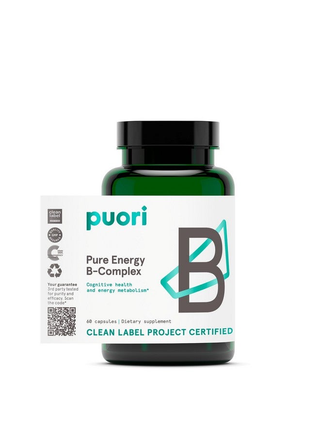 Puori Pure Energy Vitamin B-Complex with 8 Essential Vitamins - Active & Methylated B Vitamins (Thiamin, Riboflavin, Niacin, B6, Folate & B12) - Biotin, Inositol, Pantothenic Acid & Choline - Image 1