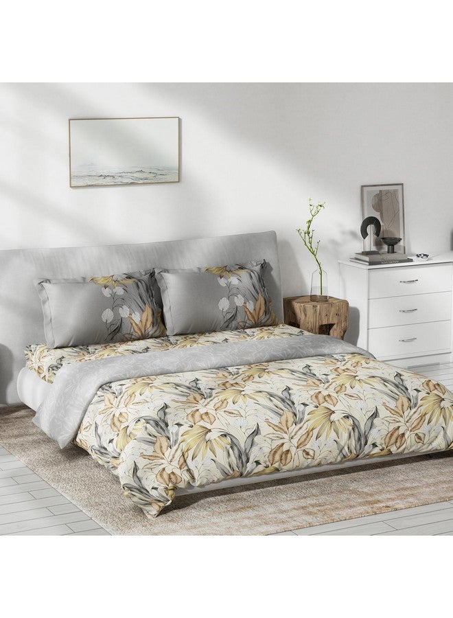 DDECOR Live beautiful Ddecor - Pack of 1 Lure Floral Cotton Bedsheet and Quilt with 2 Pillow Covers - Yellow  - Image 1