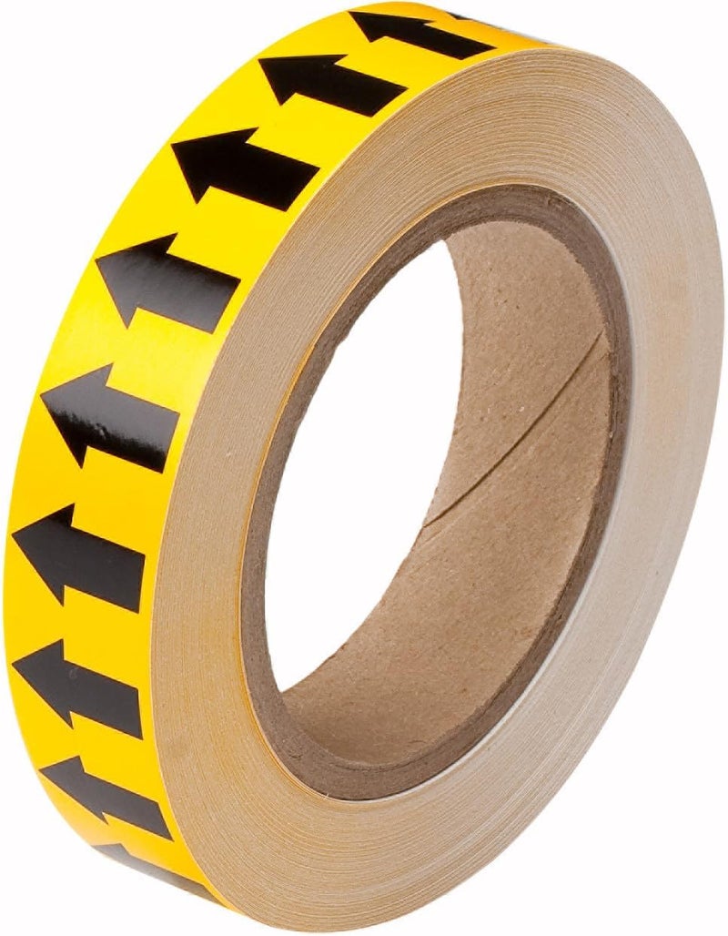 Brady 91424 1" Width, 90' Length, B-946 High Performance Vinyl, Black On Yellow Color Arrow Tape, Legend (Arrow Pictogram) - Image 1