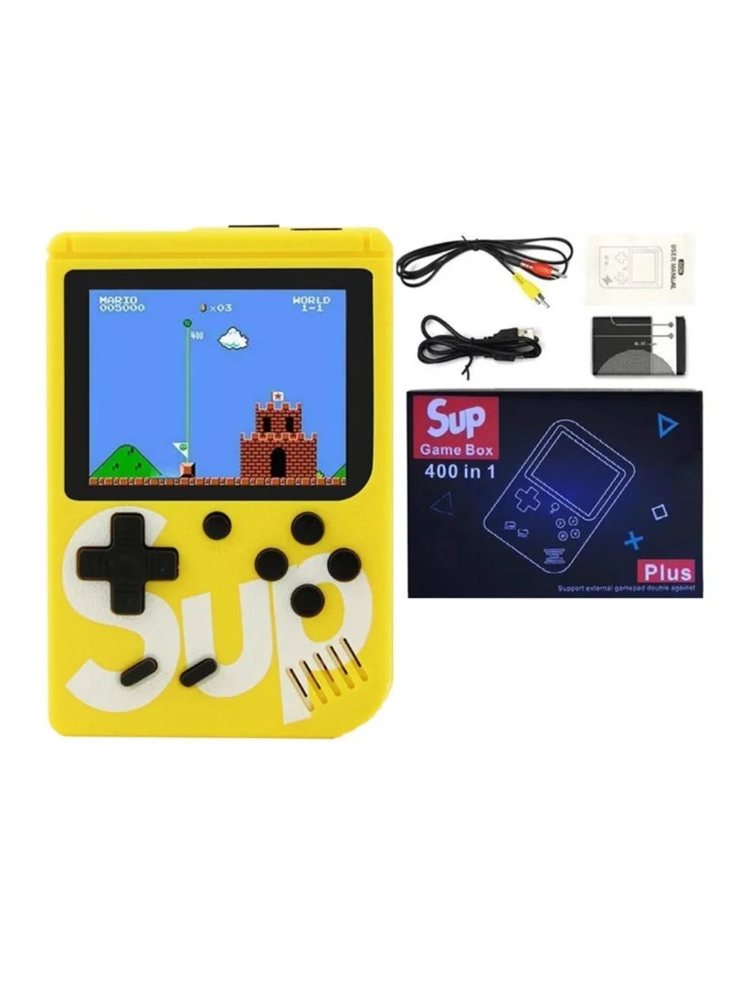 SUP SUP Game Box Plus 400 in 1 Retro Games Upgrade Version Mini Portable Console Handheld Game Box Retro Game Console 3.0-Inch Screen Support For Connecting TV & LED For Kids And Adults Yellow  - Image 1