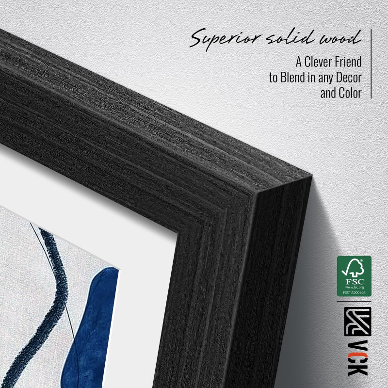 VCK 5x7 Picture Frame 2 Pack  Natural Wood Grain Black Oak & HD Glass  Display 4x6 Photos with Mat or 5x7 without Mat  Tabletop or Wall Hanging - Image 4