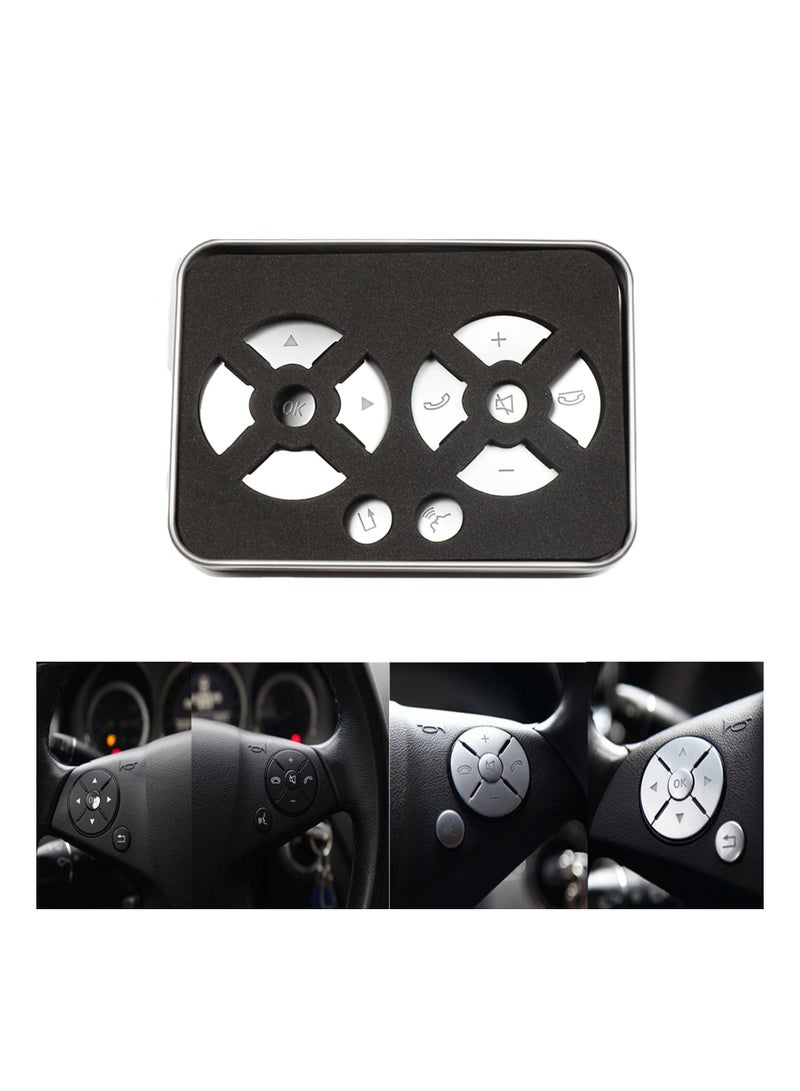 SYOSI Silver Steering Wheel Button Cover, Car Interior Decoration Trim, Compatible with Mercedes Benz CLA/CLS/SL/ML/GL/GLK/GLA/A B C E G Class Inner Accessories, Button Trim Cover Cap Sticker (12 PCS) - Image 1