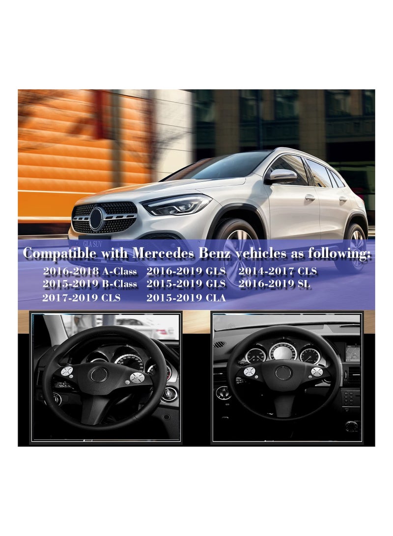 SYOSI Silver Steering Wheel Button Cover, Car Interior Decoration Trim, Compatible with Mercedes Benz CLA/CLS/SL/ML/GL/GLK/GLA/A B C E G Class Inner Accessories, Button Trim Cover Cap Sticker (12 PCS) - Image 2