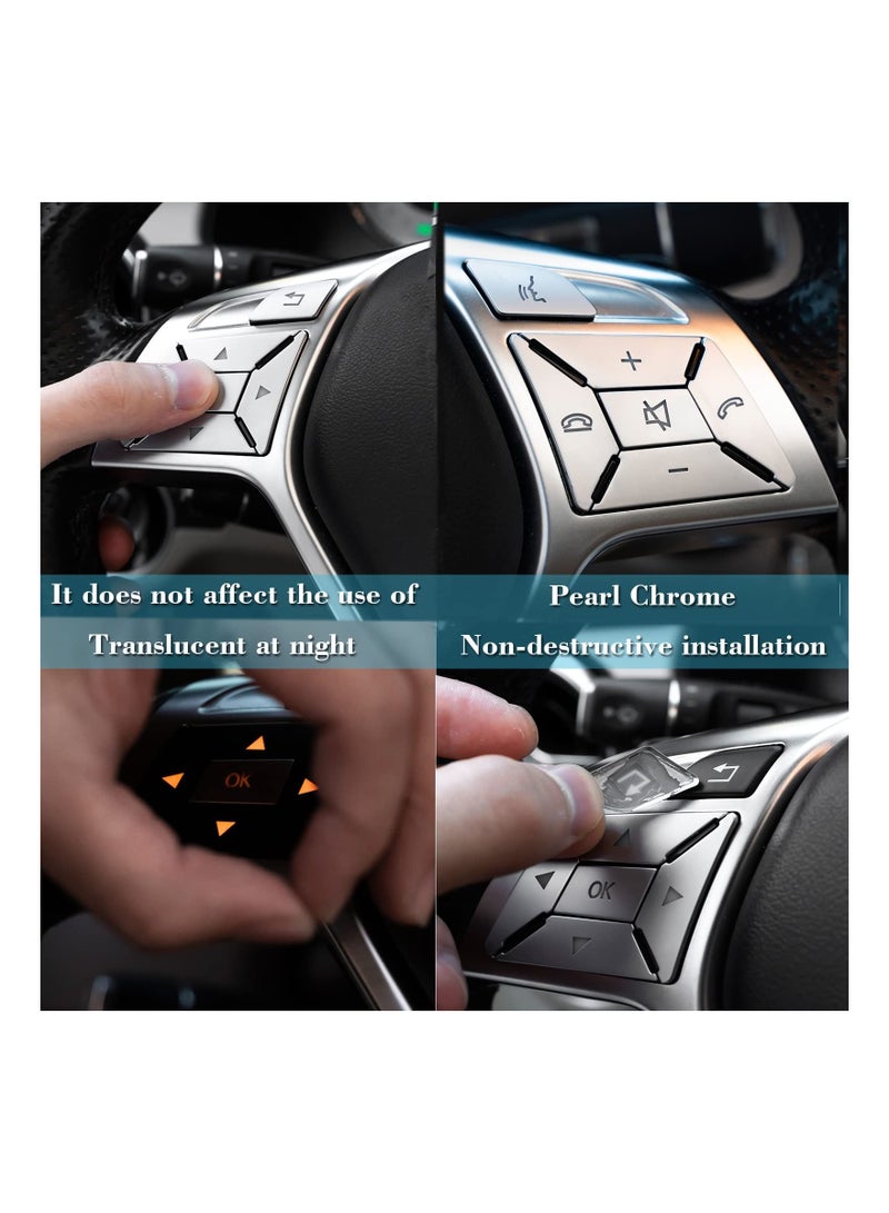 SYOSI Silver Steering Wheel Button Cover, Car Interior Decoration Trim, Compatible with Mercedes Benz CLA/CLS/SL/ML/GL/GLK/GLA/A B C E G Class Inner Accessories, Button Trim Cover Cap Sticker (12 PCS) - Image 5