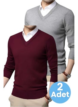 2-Pack Men's V Neck Long Sleeve Knitwear Non-Pilling Sweater Men's Slim Fit Sweater - pzsku/Z075D0C9A6092A90367F8Z/45/_/1735885743/59ddfdaf-0688-4337-b3d5-197ceb7e4bf3