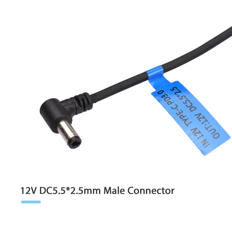 12V PD3.0 USB Type-C Male to 12V DC5.5*2.5mm Male Connector Power Cable Charging Cord Adapter - Image 4