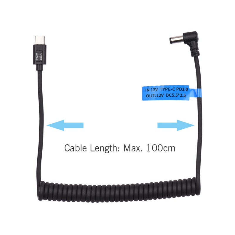12V PD3.0 USB Type-C Male to 12V DC5.5*2.5mm Male Connector Power Cable Charging Cord Adapter - Image 5
