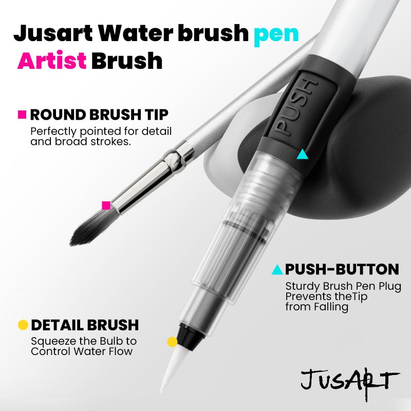JusArt 50 Colors Watercolor Paint Set,Art Supplies with Metallic Color, Detail Painting Brushes, Water Brush Pens, Portable Travel Watercolor Painting Set for Adult, Artists, Professionals - Image 3