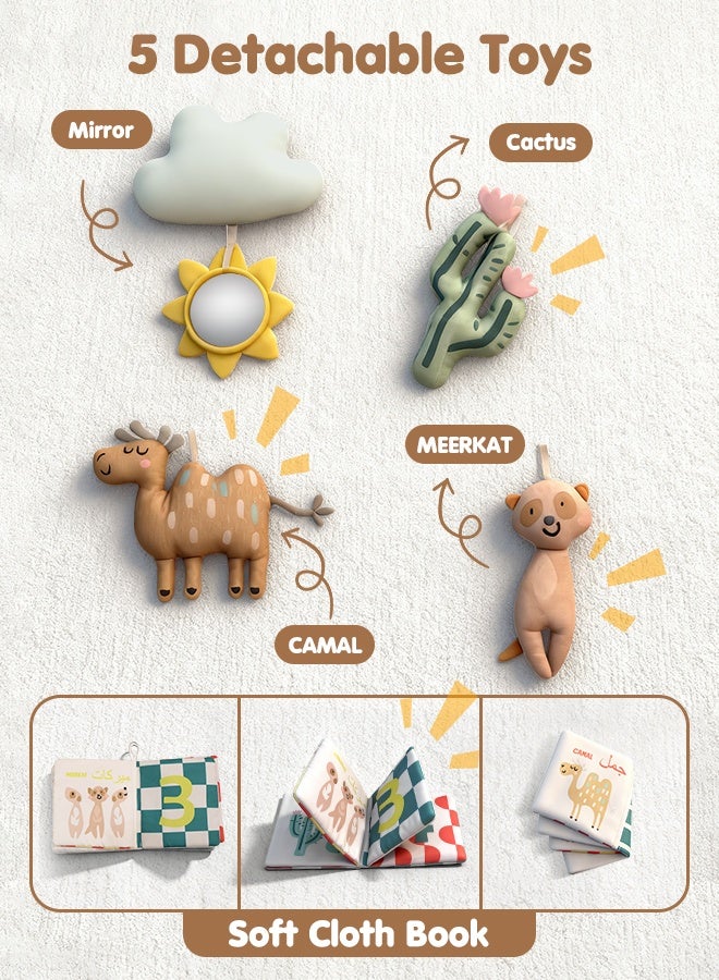 جوبيلين صالة ألعاب للأطفال وحصيرة أنشطة، حصيرة لعب للبطن مع 5 ألعاب حسية قابلة للفصل لتنمية المهارات الحركية والحسية، مستلزمات أساسية للأطفال وهدية مثالية للمواليد الجدد - Image 4