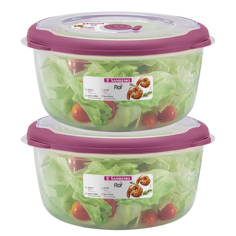 Tribello Large 10 Cup Food Storage Bowl with Lid, Salad Bowl With Airtight/Steam Vent Lid Dishwasher/Freezer and Microwave Safe Container For Serving and Storing, BPA Free - Round - 80 Oz - 2 Pack - Image 1
