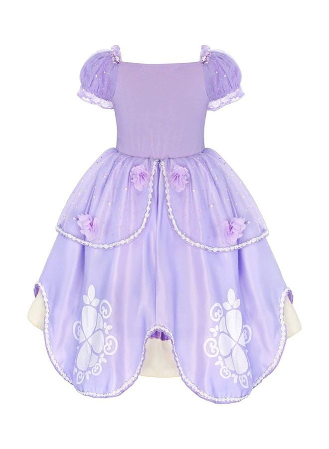 Loquat Princess Sofia Cosplay Fancy Puff Sleeves And Stretchable Party Dress Costume Set - Image 3
