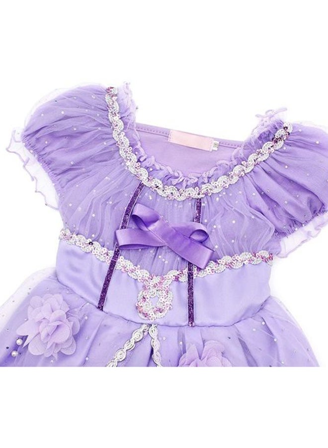 Loquat Princess Sofia Cosplay Fancy Puff Sleeves And Stretchable Party Dress Costume Set - Image 4